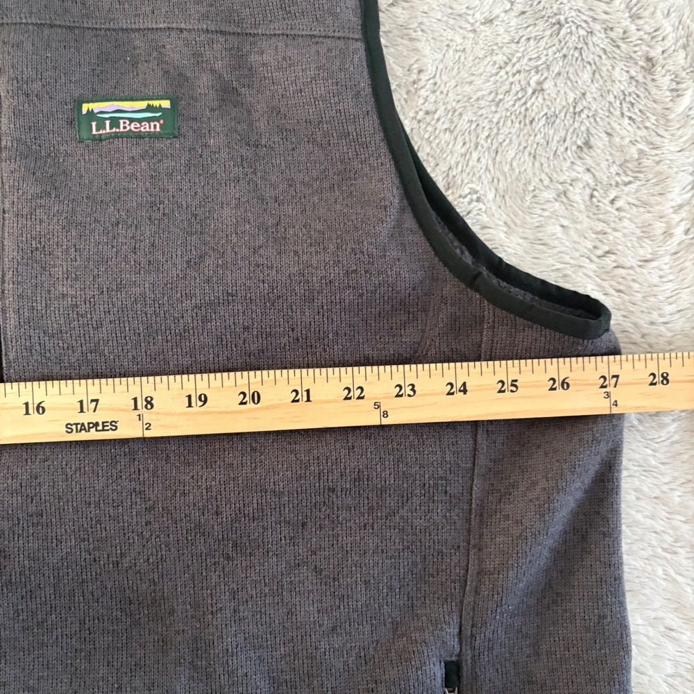 LL Bean Men XXL Sweater Fleece Vest Charcoal Gray Full Zip Outdoors Hikinh - Picture 2 of 4